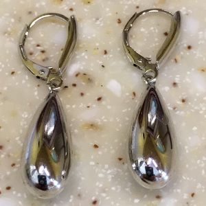 .925 Sterling Silver Puffed Tear Drop Earrings